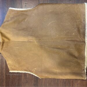 Brown Leather Vest with Shearling Lining